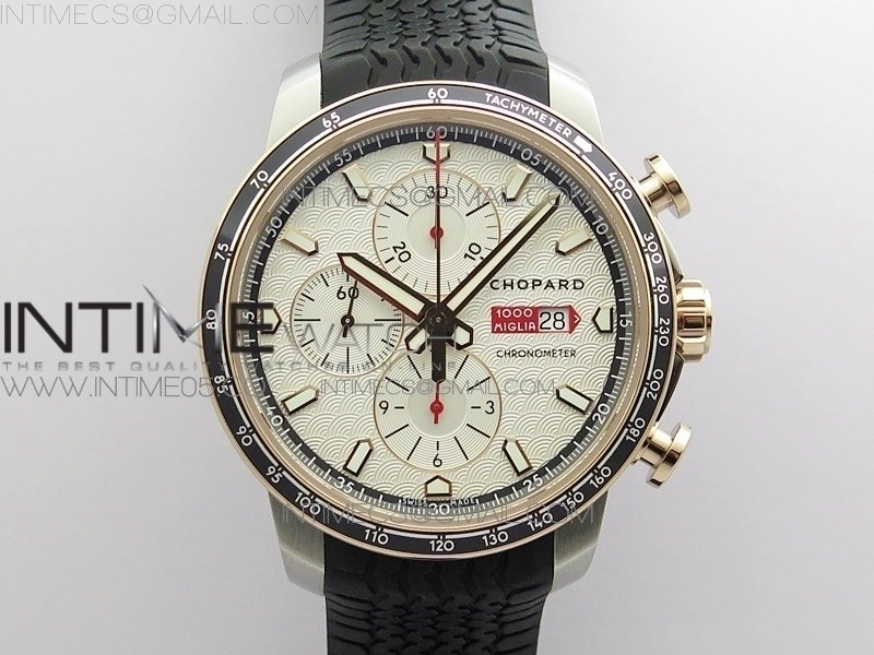 V7공장 밀레미글리아 화이트다이얼 러버 Mille Miglia 168571 SS/RG V7F 1:1 Best Edition Black Dial On Black Rubber Strap A7750 to Cal.107179