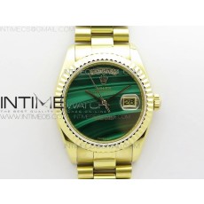 ED공장 롤렉스 데이저스트 36 옐로우골드금통 그린다이얼 Day date 432118 36mm YG EDF Best Edition Green Malachite Dial on SS President Bracelet A2836