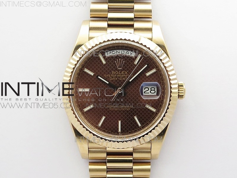 BP공장 롤렉스 데이데이트 40미리 로골 브라운다이얼 2836 Day-Date 40mm 228239 BP New Dial Version 904 RG Brown Stick Markers Dial on RG President Bracelet A2836