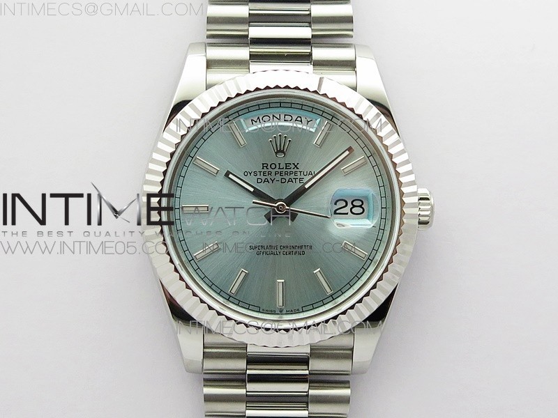 BP공장 롤렉스 데이데이트 40미리 아이스블루다이얼 2836 Day-Date 40mm 228239 BP New Dial Version 904 SS Ice Blue Stick Markers Dial on SS President Bracelet A2836