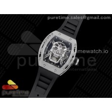 JB공장 RM052 티타늄 뚜르비용 러버 RM052 Skull Titanium Real Tourbillon JBF 1:1 Best Edition Skull Dial on Black Rubber Strap