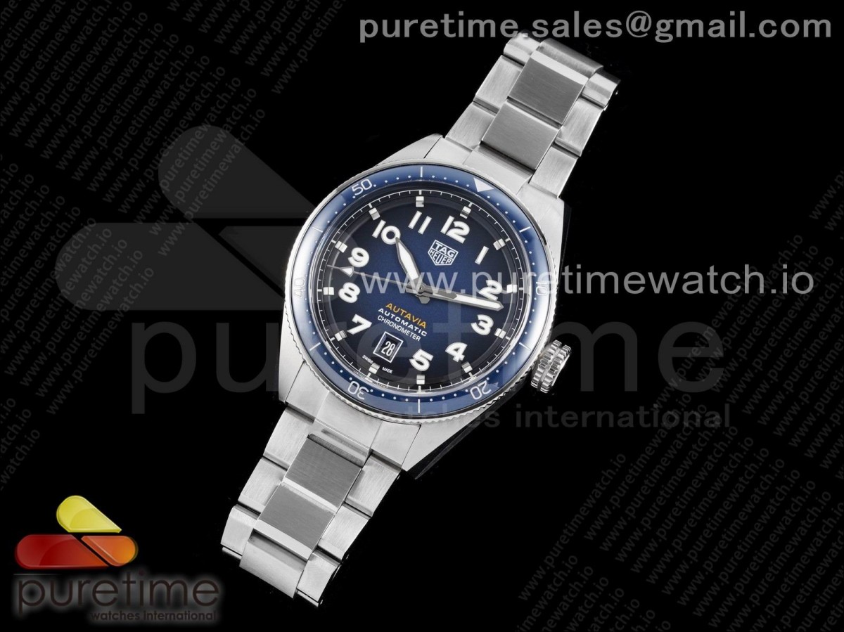 V9공장 아이타비아 42미리 블루다이얼 SW200 Autavia Calibre 5 Chronometer 42mm SS V9F 1:1 Best Edition Blue Dial on SS Bracelet SW200