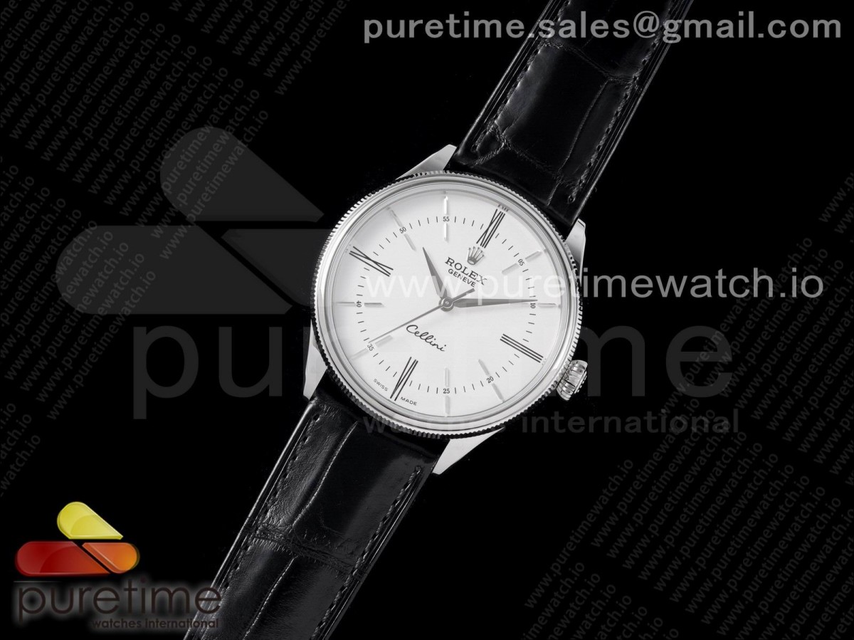 KZ공장 셀리니 화이트다이얼 가죽스트랩 Cellini SS KZF 1:1 Best Edition White Dial Roman Markers on Black Leather Strap SA3132