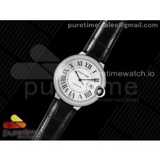 AF공장 발롱42미리 화이트다이얼 악어스트랩 2824 Ballon Bleu 42mm SS AF 1:1 Best Edition White Textured Dial Diamonds Bezel on Black Leather Strap A2824