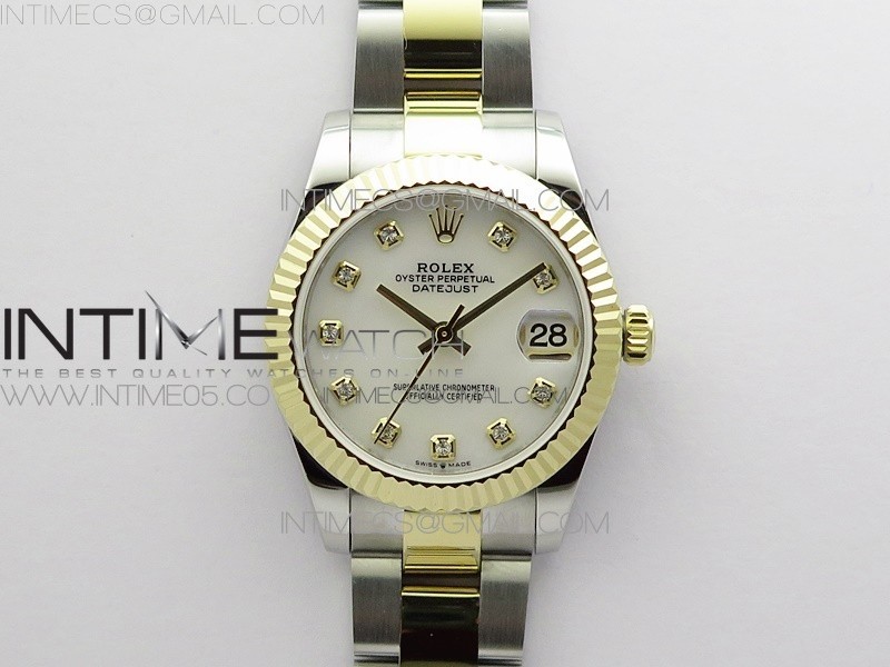 BP 롤렉스 데이저스트 31 옐로우골드콤비 자개다이얼 2813 Datejust 31mm 278273 SS/YG BP Best Edition White MOP Diamonds Markers Dial on SS/YG Oyster Bracelet