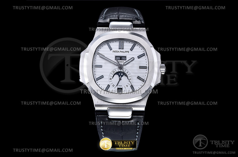 GR공장 V3 파텍필립 노틸러스 애뉴얼 캘린더 스틸 화이트다이얼 가죽스트랩 Patekphilippe Nautilus Annual Calendar 5726 SS White Dial Leather Strap