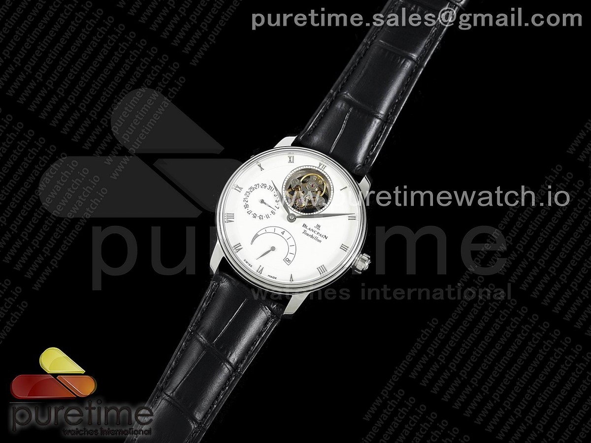 JB공장 V2 빌레레 뚜르비용 화이트다이얼 가죽스트랩 Villeret Tourbillon SS Real PR JBF Best Edition White Dial on Black Leather Strap V2