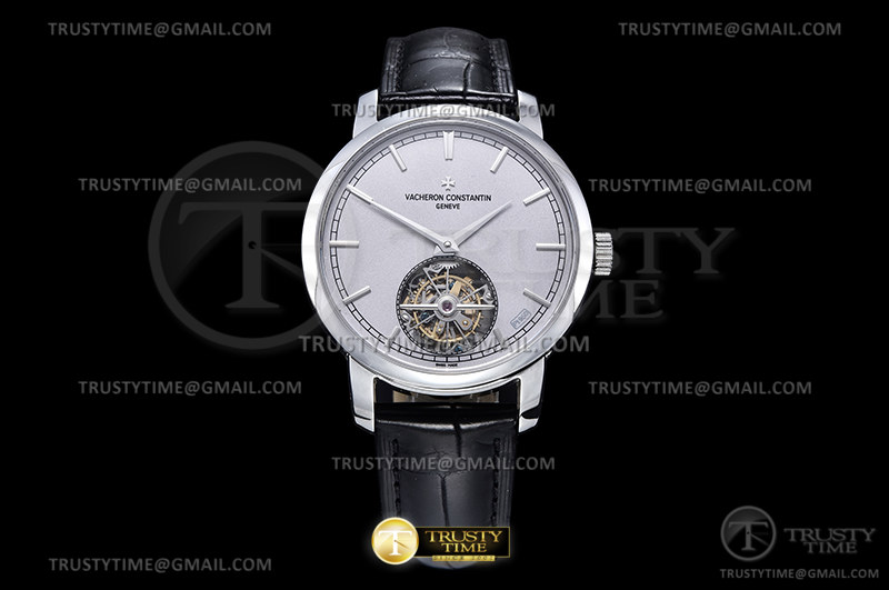 EUR공장 트레디셔널 뚜르비용 화이트다이얼 가죽스트랩 Traditionnelle Tourbillon SS/LE Grey EURF Asia HW Tourb