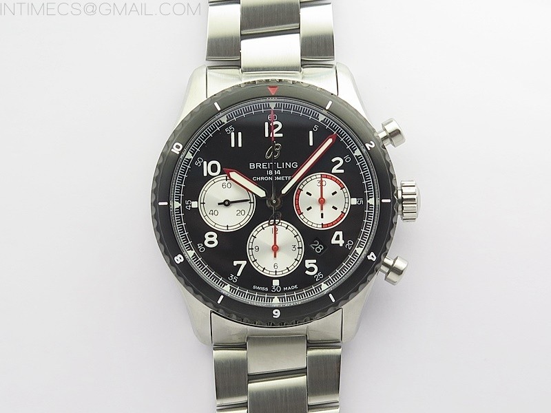 B12공장 브라이틀링 내비타이머 블랙다이얼 Navitimer 8 SS/DLC B12 Best Edition Black dial On SS Bracelet A7750