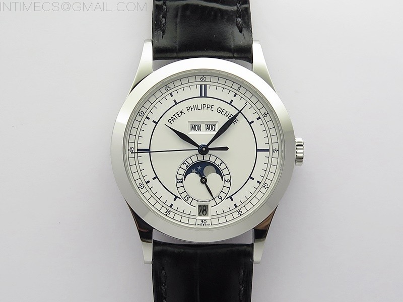 GR공장 애뉴얼 캘린더 화이트다이얼 가죽스트랩 Annual Calendar Complications 5396 SS GRF Best Edition White Dial Blue Markers on Black leather strap A324