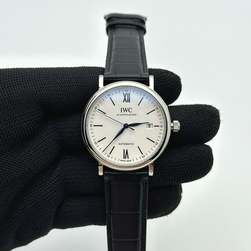 ZF공장 IWC 포르토피노 오토메틱 40 스틸 화이트다이얼 블루핸즈 가죽스트랩 Portofino Automatic 40mm SS/LE Wht/Blk Stk ZF A9019