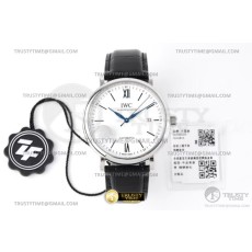 ZF공장 IWC 포르토피노 오토메틱 40 스틸 화이트다이얼 블루핸즈 가죽스트랩 Portofino Automatic 40mm SS/LE Wht/Blk Stk ZF A9019