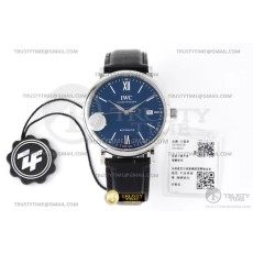 ZF공장 IWC 포르토피노 오토메틱 40 스틸 블루다이얼 실버핸즈 가죽스트랩 Portofino Automatic 40mm SS/LE Blue/Wht Stk ZF A9019