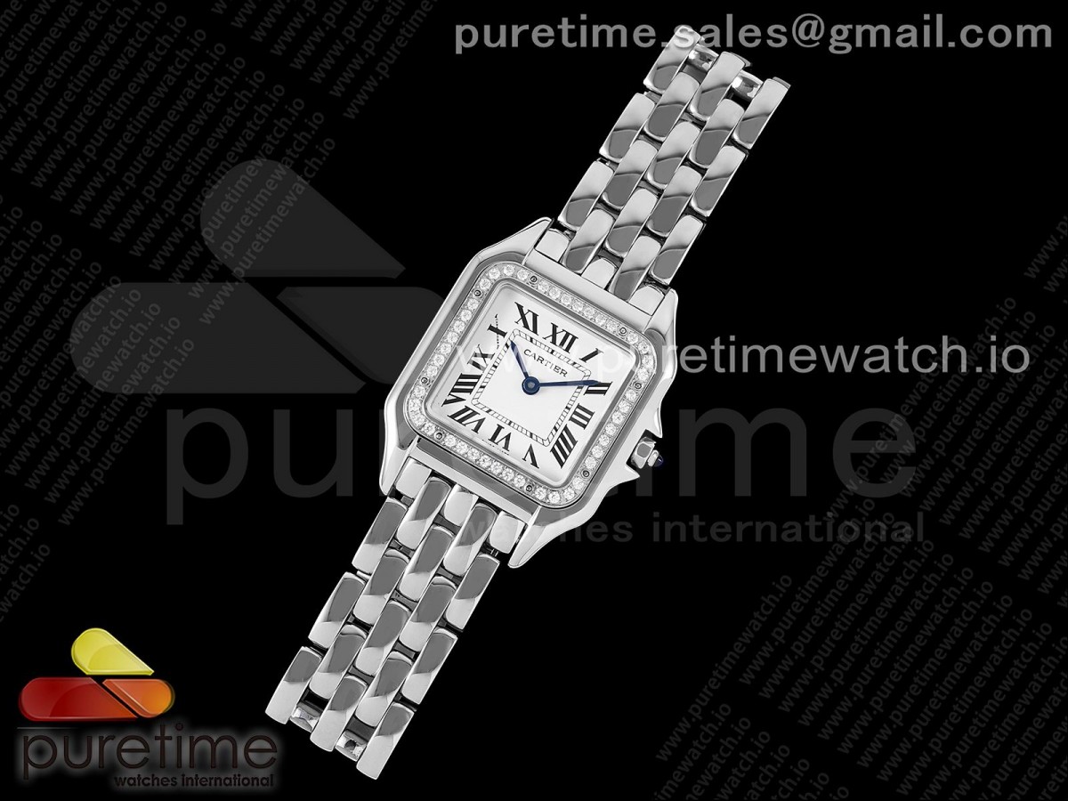 BV공장 까르띠에 팬더 27 스틸 다이아몬드베젤 화이트다이얼 브레이슬릿 Panthère 27mm BVF 1:1 Best Edition SS White Dial Diamonds Bezel on SS Bracelet Ronda Quartz