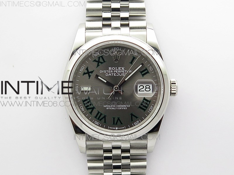 BP공장 롤렉스 데이저스트 36 스틸 슬레이트로만다이얼 돔베젤 쥬빌레브레이슬릿  DateJust 36 SS 126200 BP 1:1 Best Edition Gray Dial on Jubilee Bracelet