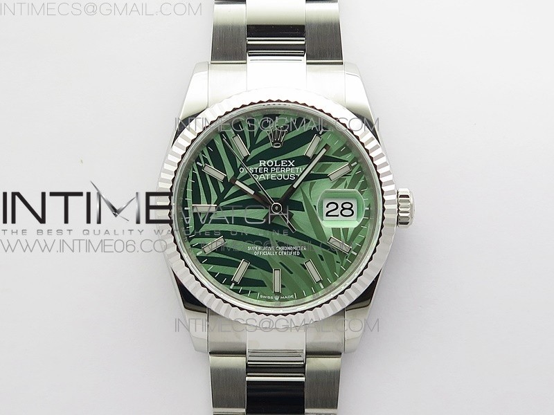 BP공장 롤렉스 데이저스트 36 스틸 그린팜다이얼 플루티드베젤 오이스터브레이슬릿 DateJust 36 SS 126234 BP 1:1 Best Edition New Green Dial on Oyster Bracelet