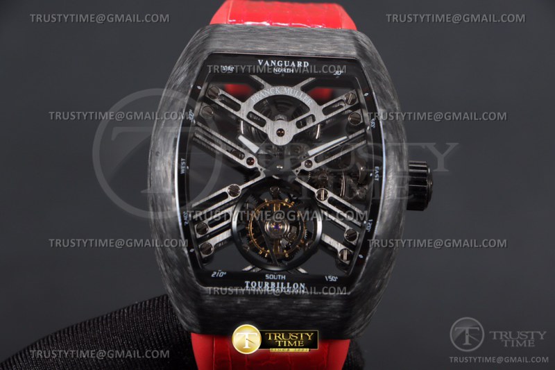 무명공장 프랭크뮬러 뱅가드 투어빌론 블랙야광케이스 레드러버스트랩 Vanguard Tourbillon Skeleton Red FC/RU Blk Skele Tour