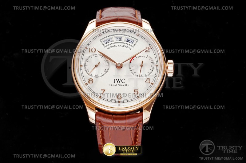 AZ공장 IWC 포르투기저 애뉴얼캘린더 로즈골드금통 화이트다이얼 가죽스트랩 Portugieser Annual Cal RG/LE Wht/RG AZF A52850