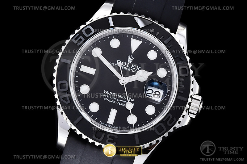 EW공장 롤렉스 요트마스터 42 스틸 블랙다이얼 러버스트랩 YachtMaster 226659 42mm 316F SS/RU Blk EWF A3235