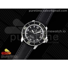 NTF공장 블랑팡 피프티패덤즈 스틸 블랙다이얼 패브릭스트랩 Fifty Fathoms SS Black NTF 1:1 Best Edition Black Dial on Sail-canvas Strap A2836