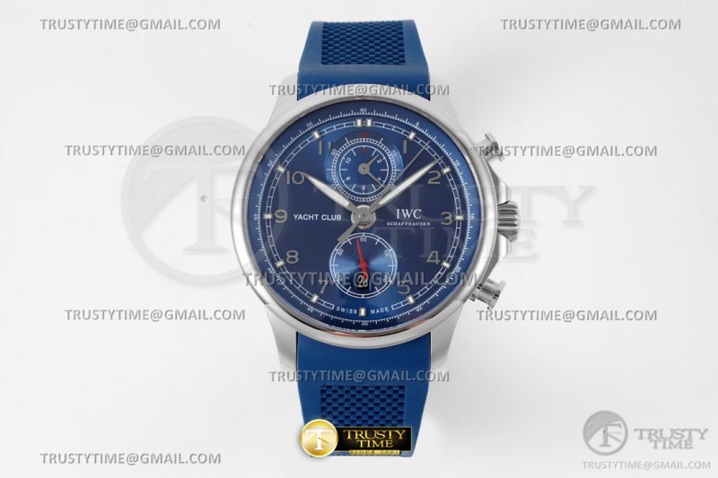 무명공장 IWC 포르투기저 요트 크로노그래프 스틸 블루다이얼 러버스트랩 Portuguese Yacht Chrono Blue SS/LE Blue/Blue A7750