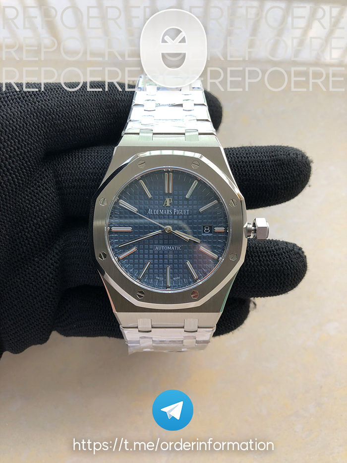 APS공장 오데마피게 로얄오크 15400 스틸 블루다이얼 브레이슬릿 Royal Oak 41mm 15400 SS APSF 1:1 Best Edition Blue Textured Dial on SS Bracelet A3120 Super Clone