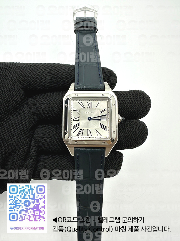 F1공장 까르띠에 산토스 뒤몽 31.4 스틸 실버다이얼 블랙가죽스트랩 Santos Dumont 31.4mm IWSF Best Edition Silver Dial on Black Leather Strap Quartz