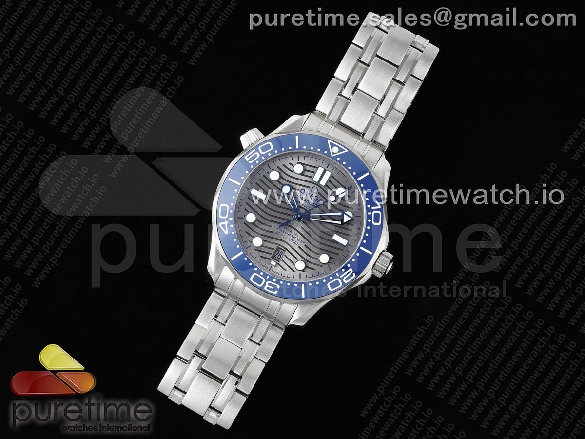 HR공장 오메가 씨마스터 다이버 300M 스틸 실버다이얼 블루세라믹인서트 브레이슬릿 Seamaster Diver 300M SS Blue Ceramic Bezel HRF 1:1 Best Edition Gray Dial on SS Bracelet A2824