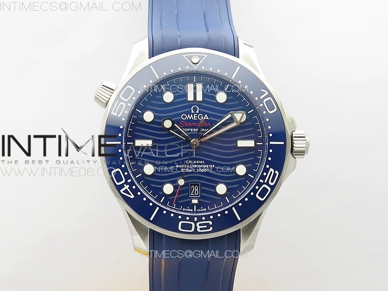 ZF공장 오메가 씨마스터 다이버 300M 스틸 블루다이얼 러버스트랩 Seamaster Diver 300M ZF 1:1 Best Edition Blue Ceramic Blue Dial on Blue Rubber Strap A8800