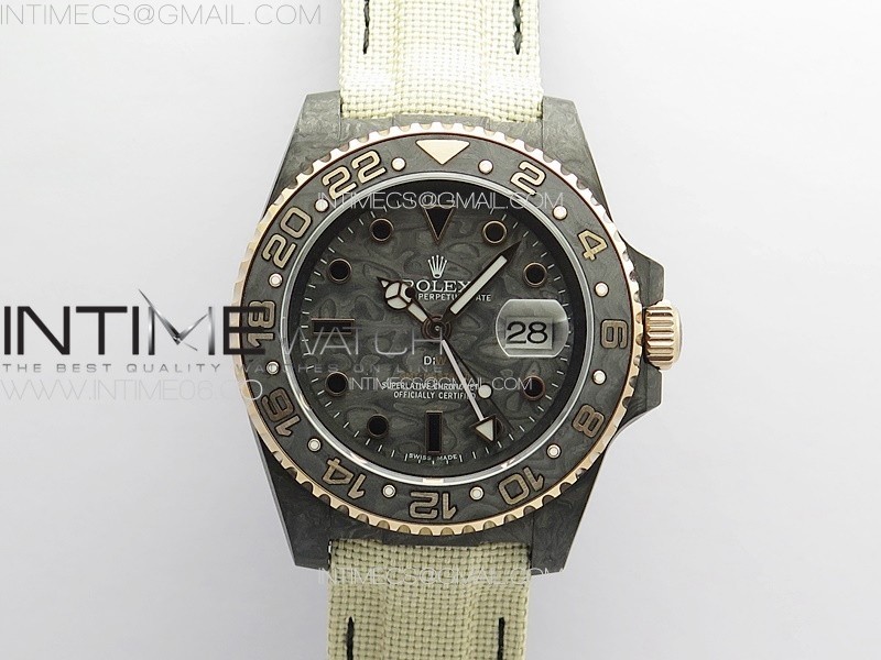 DIW공장 롤렉스 GMT마스터 카본다이얼 크림나일론스트랩 GMT Carbon DIWF Best Edition Carbon Dial Black Markers on Cream Nylon Strap SA3186 CHS