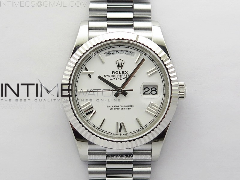 GM공장 롤렉스 데이데이트 40 로만인덱스 화이트다이얼 프레지던트브레이슬릿 DayDate 40mm 228239 GMF 1:1 Best SS White Dial Roman Markers on President Bracelet A3255