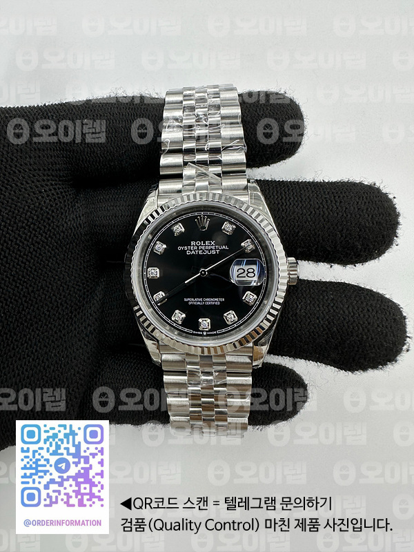 VS공장 롤렉스 데이저스트 36 텐포인트 블랙다이얼 플루티드베젤 쥬빌레브레이슬릿 10p DateJust 36 SS 126234 VSF 1:1 Best Edition 904L Steel Black Diamonds Dial on Jubilee Bracelet VS3235