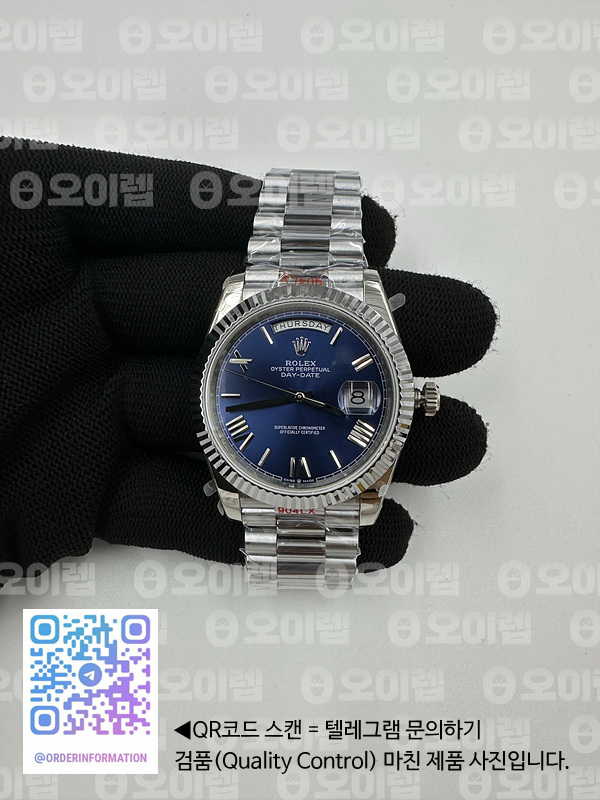 GM공장 롤렉스 데이데이트 40 스틸 블루다이얼 로만인덱스 프레지던트브레이슬릿 텅스텐 2836 DDay Date 40 GMF 1:1 Best Edition 904L Steel Blue Dial Roman Markers on Bracelet A2836（Tungsten Heavy Version）