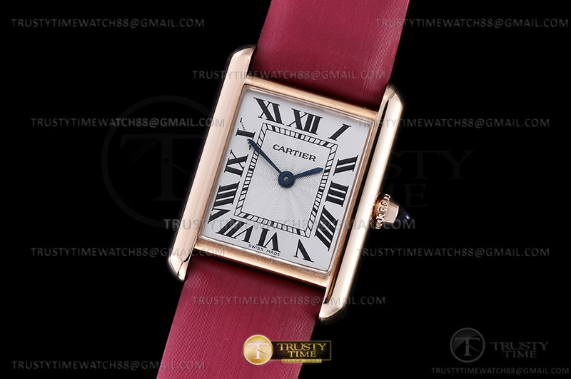 F1공장 까르띠에 탱크 머스트 스몰 로즈골드금통 핑크스트랩 Cartier Tank Must Small RG/LE Wht F1F Sw Qtz