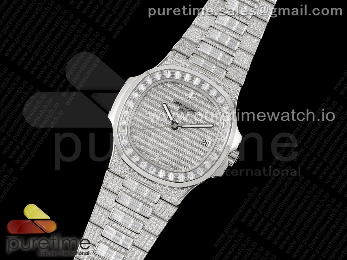 TW공장 파텍필립 노틸러스 점보 5711 풀다이아몬드 스틸 Nautilus 5711 SS TWF Full Diamonds Bezel & Dial on Diamonds Bracelet A324