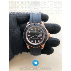 VS공장 롤렉스 요트마스터 40 에버로즈골드금통 블랙다이얼 러버스트랩 3135 116655 Rolex Yachtmaster 40 Rosegold Rubber Strap