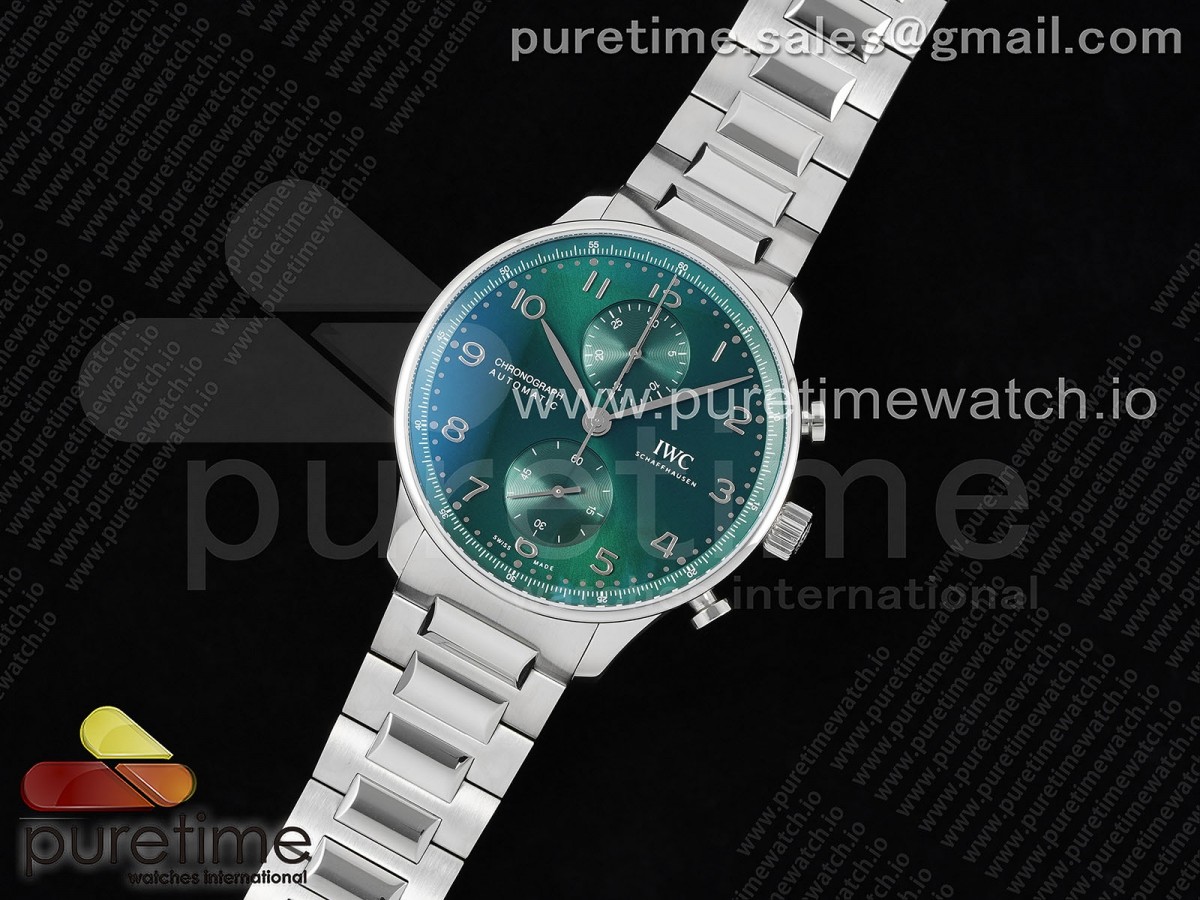 V6S공장 IWC  IW3716 포르투기저 그린다이얼 브레이슬릿 Portuguese Chrono IW3716 V6SF 1:1 Best Edition Green Dial on SS Bracelet A7750