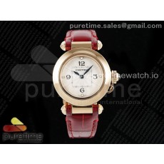 AF공장 까르띠에 파샤 30mm 로즈골드금통 화이트다이얼 레드가죽스트랩 Pasha 30mm RG AF 1:1 Best Edition White Textured Dial on Red Leather Strap Jaq Quartz