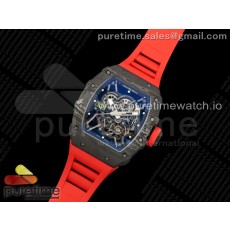 ZF공장 리차드밀 NTPT풀카본 RM035-02 블랙 레드러버스트랩 V6 RM035-02 NTPT ZF 1:1 Best Edition Skeleton Dial on Red Rubber Strap RMAL1 Super Clone V6