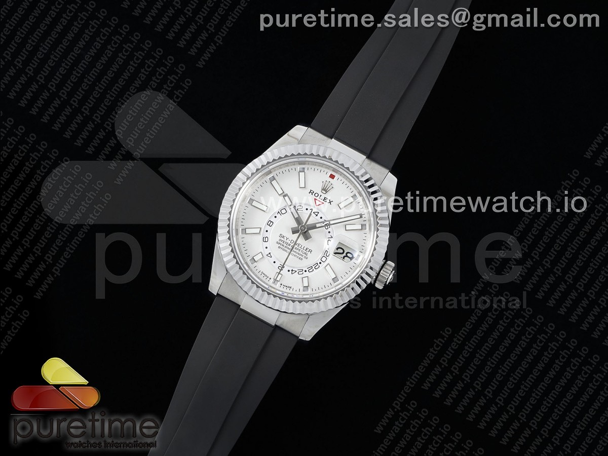 Noob공장 롤렉스 스카이드웰러 스틸 화이트다이얼 러버스트랩 Skydweller SS Noob Best Edition White Dial on Oysterflex Strap A23J 눕