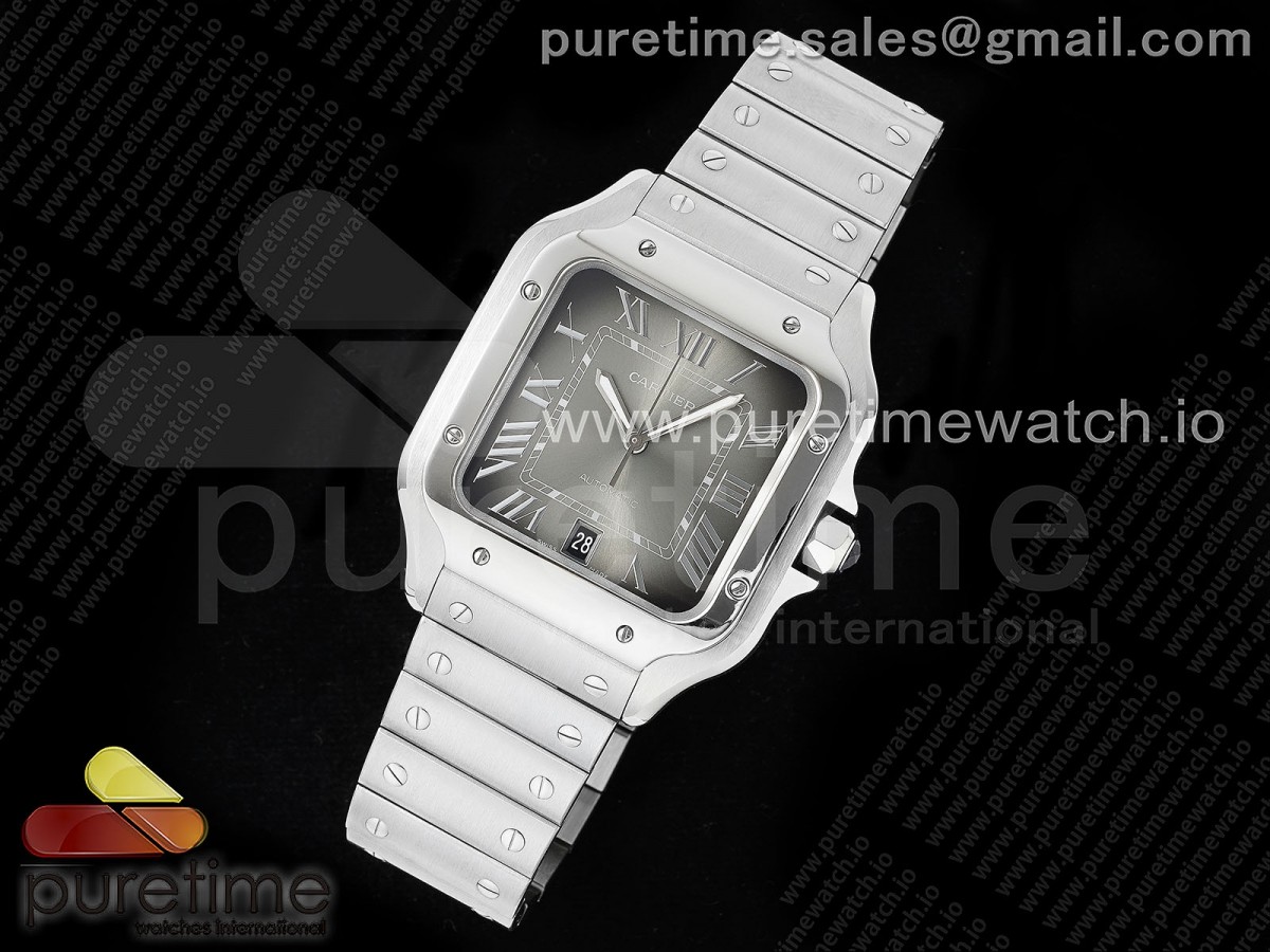 AF공장 까르띠에 산토스 라지 그레이다이얼 브레이슬릿 Santos de Cartier 40mm SS AF 1:1 Best Edition Gray Dial on SS SmartLinks Bracelet MIYOTA 9015