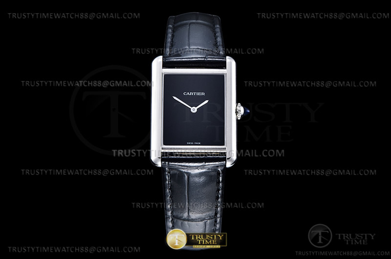 DR공장 까르띠에 탱크 머스트 라지 블랙다이얼 악어스트랩 Cartier Tank Must SS/LE Black Swiss Qtz DRF