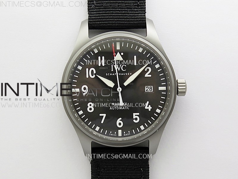 M+공장 IWC 마크20 그레이다이얼 블랙스트랩 Pilot Mark XX IW3282 Ti M+F 1:1 Best Edition Gray Dial on Black Nylon Strap MIYOTA 9015 엠플러스