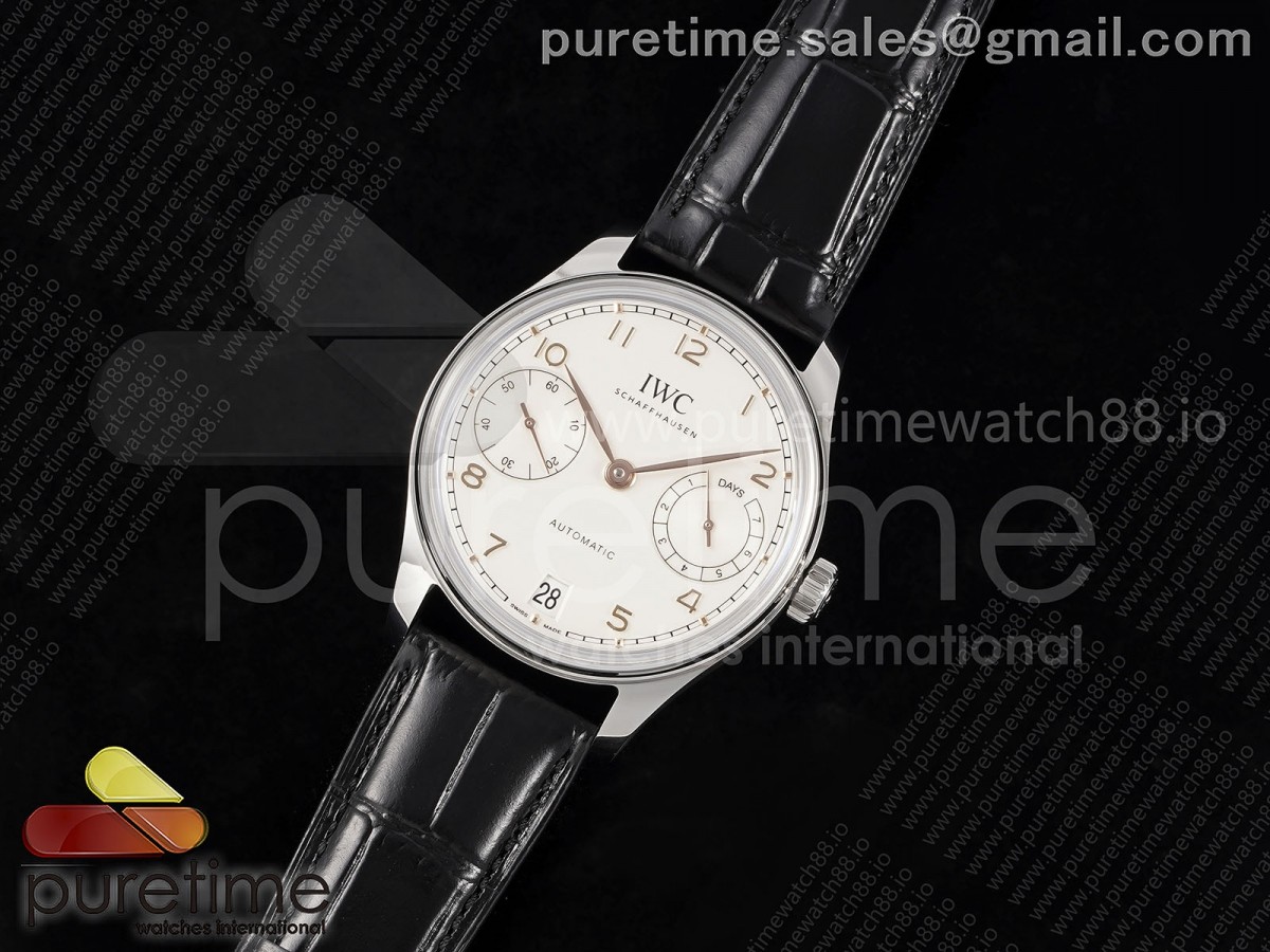 APS공장 IWC 포르투기저 오토메틱 스틸 화이트다이얼 블랙가죽스트랩 Portugieser Automatic 42mm SS APSF 1:1 Best Edition White Dial RG Marker on Black Leather Strap A52011