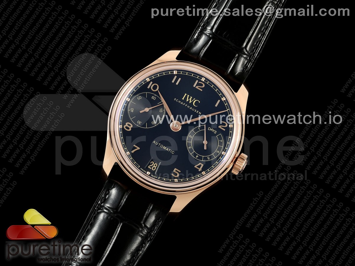 APS공장 IWC 포르투기저 오토메틱 로즈골드금통 블랙다이얼 블랙가죽스트랩 Portugieser Automatic 42mm RG APSF 1:1 Best Edition Black Dial on Black Leather Strap A52010