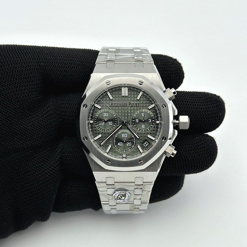 APS공장 오데마피게 로얄오크 크로노그래프 스틸 그린다이얼 브레이슬릿 26240 V2 Royal Oak Chrono 26240 SS APSF 1:1 Best Edition Green Dial on SS Bracelet SA4401 Super Clone
