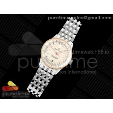 TF공장 브라이틀링 내비타이머 38 크림다이얼 브레이슬릿 Navitimer 38 Date SS TF 1:1 Best Edition Cream Dial RG Bezel on SS Bracelet A2824