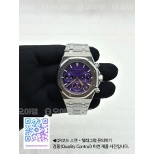 국내배송!! APS공장 오데마피게 로얄오크 크로노그래프 스틸 퍼플다이얼 브레이슬릿  (고유번호 aps2624)
