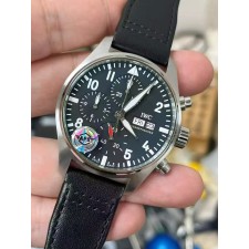 [2025.12UP] APS공장 IWC 파일럿 크로노그래프 388101 블랙다이얼 블랙가죽스트랩