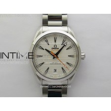 [2025.12UP] N1공장 오메가 씨마스터 아쿠아테라 150m 화이트다이얼 오렌지핸즈 브레이슬릿 Aqua Terra 150M Master Chronometers N1F Best Edition White Textured Dial Orange Second Hand on SS Bracelet A8900